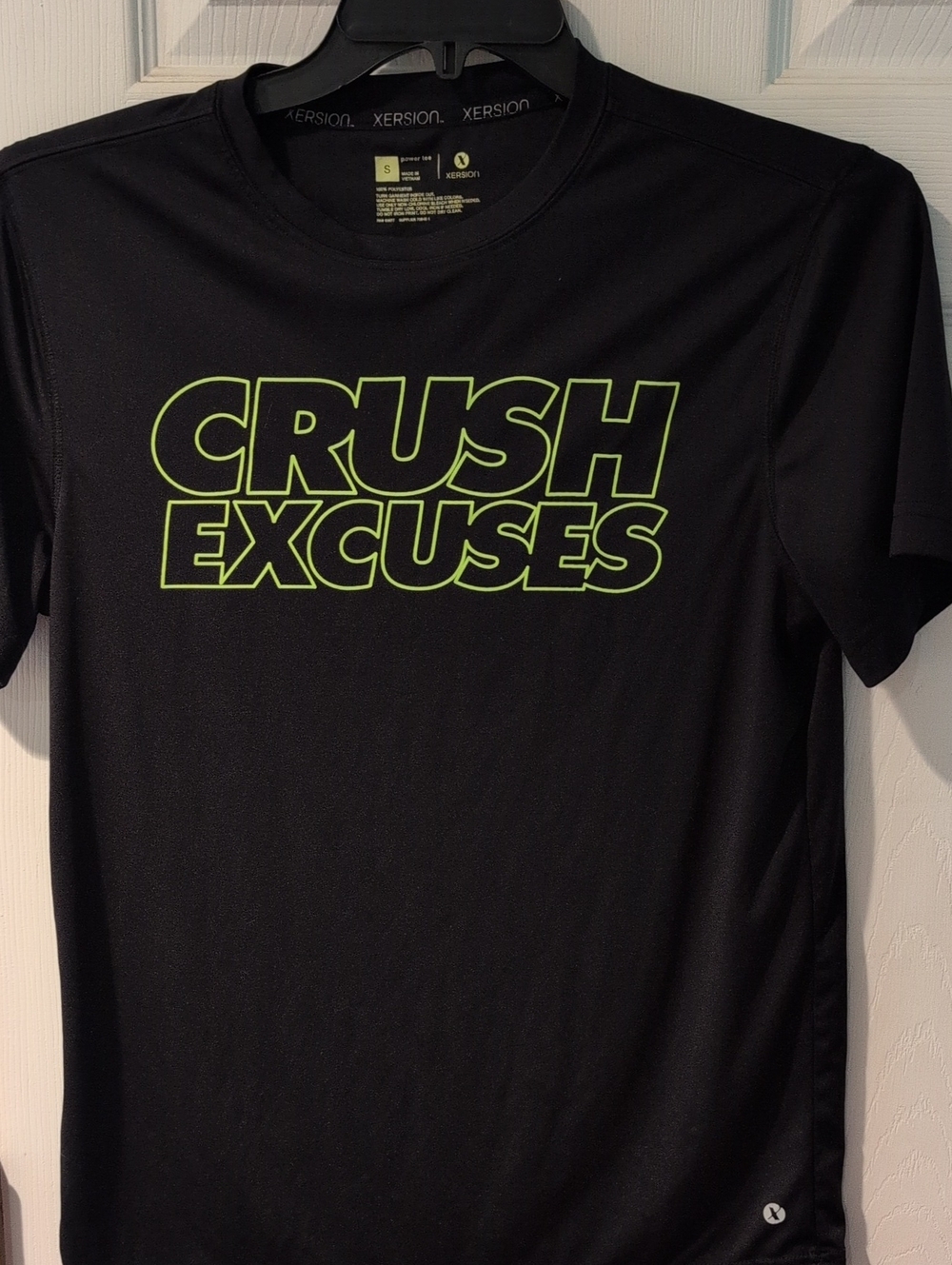 Xersion Black Short-Sleeve Tee with Lime 'CRUSH EXCUSES' Graphic